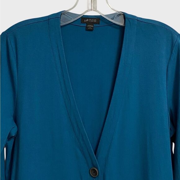 J. Jill Wearever Collection One-Button Cardigan Sweater Size SP Teal Green Blue - Picture 5 of 16